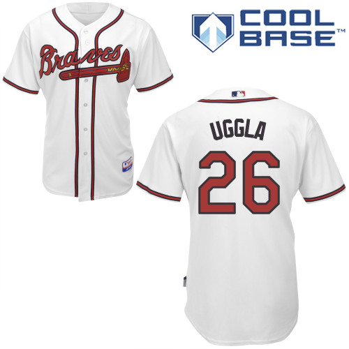Dan Uggla #26 MLB Jersey-Atlanta Braves Men's Authentic Home White Cool Base Baseball Jersey